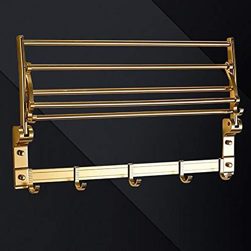 LUCEAE Foldable Towel Rack with Movable Hook 50cm Aluminum Gold