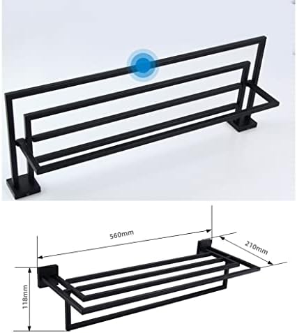 Annbkar Stainless Steel Towel Rack for Bathroom - Wall-Mounted Double Matte Black