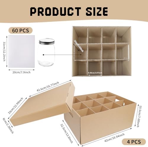 4 Pcs Stackable Mason Jar Storage Box with Handles