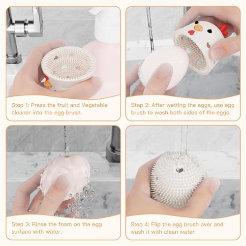 2 Pcs Silicone Egg Cleaner Brush for Fresh Eggs