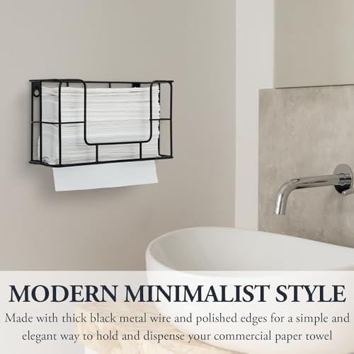 MyGift Wall-Mounted Black Metal Commercial Paper Towel Dispenser