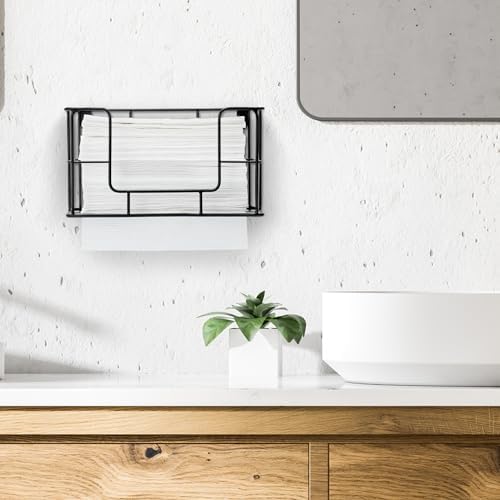 MyGift Wall-Mounted Black Metal Commercial Paper Towel Dispenser