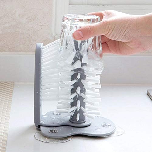 Glass Cup Washer with Suction Cup Brush for Home Use