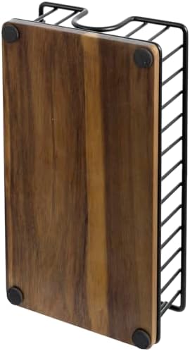 MyGift Premium Acacia Matte Black Metal Paper Towel Holder