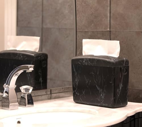 Stylish Countertop Dispenser for Paper Towels Black Marble Design