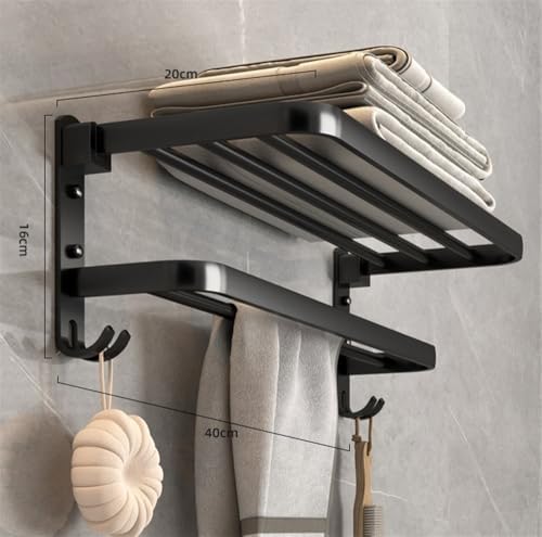 Wall-Mounted Towel Rack Aluminum Black 40CM