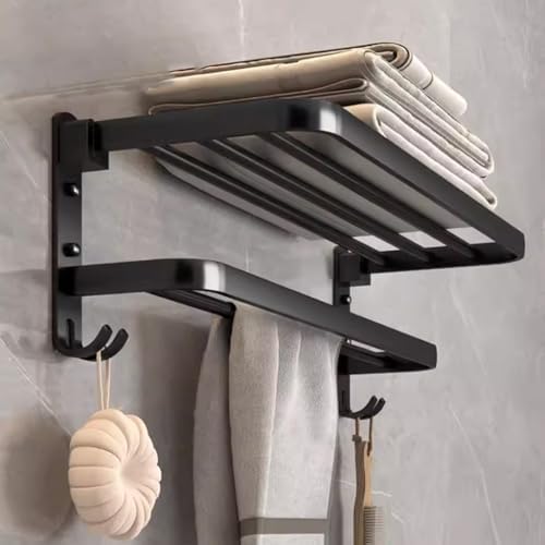Wall-Mounted Towel Rack Aluminum Black 40CM