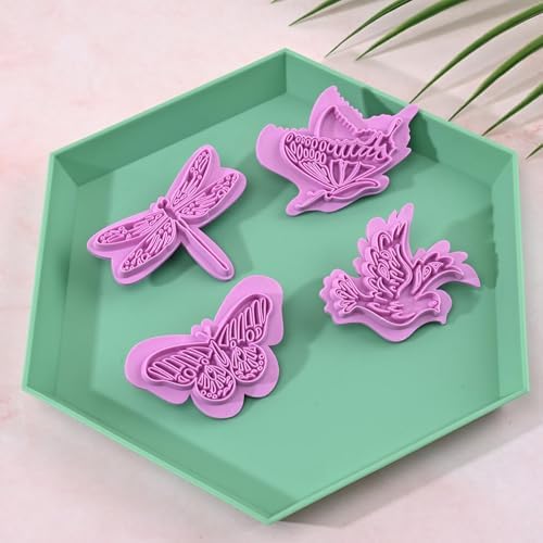 4-Piece Plastic Fondant Cutter Butterfly Bird Dragonfly Set