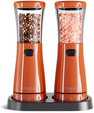 TOMEEM Electric Salt Pepper Grinder Set with Storage Base