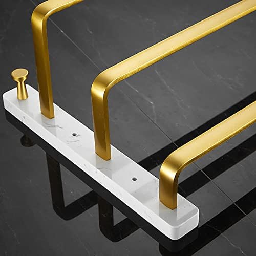 Natural Marble Towel Bar with Brushed Gold Finish Rust-Resistant Easy to Install