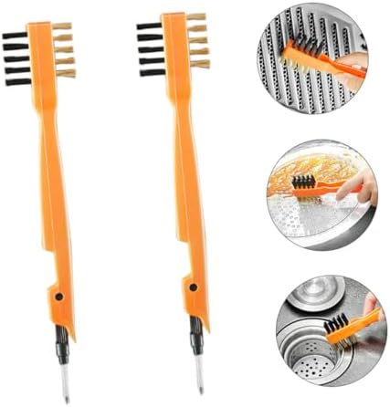 COOLHIYAMulti-Purpose Cleaning Brush Set 2pcs for Windows Groove Floors Sinks