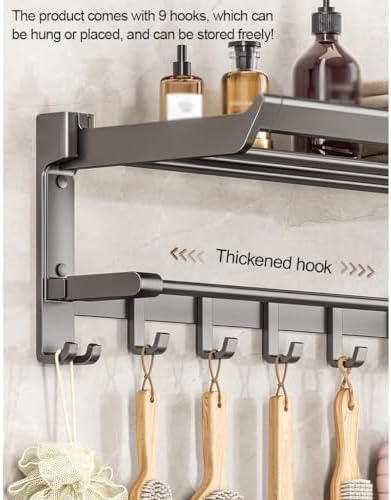 Towel Shelf Rack Wall Mounted Black 60cm