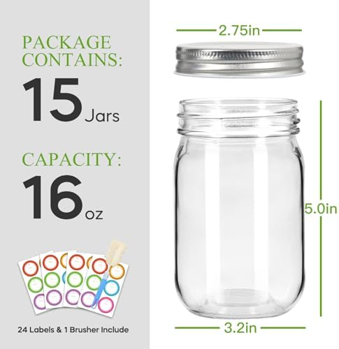 Premium Mason Jars 16oz