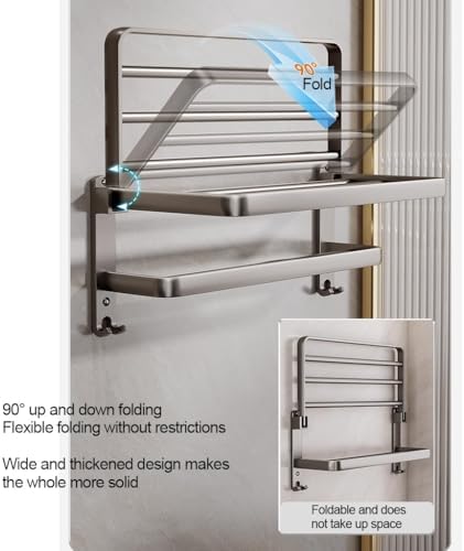 Wall-Mounted Towel Rack Aluminum Black 40CM