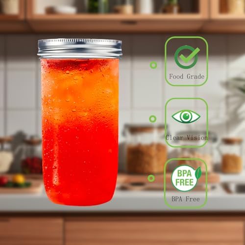 Bluwtpoclan 24 oz mason jars 6 pack
