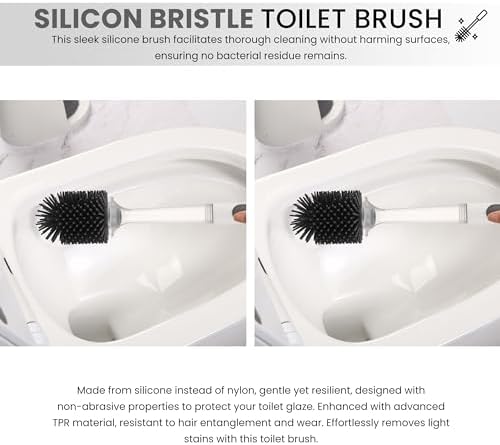 Top Choice Toilet Brush Plunger Set Easy to Refill Durable Silicone