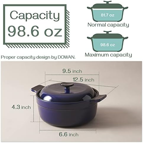 Large Ceramic Casserole with Lid Oven Kitchen Essential