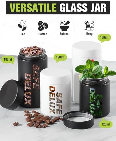 SafeDelux Airtight Glass Jar with Clear Window for Spices Coffee More