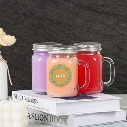 8 oz Mason Jars with Handle and Lid Set of 12