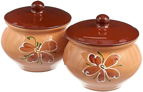 Stoneware Pot 14 qt with Lid Unique Cooking Storage in Beige