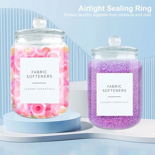 2 Pack Glass Jars for Laundry Room Storage