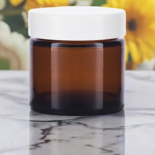 Premium 2 oz Amber Glass Jars with Lined Lids - Aesthetic Functional