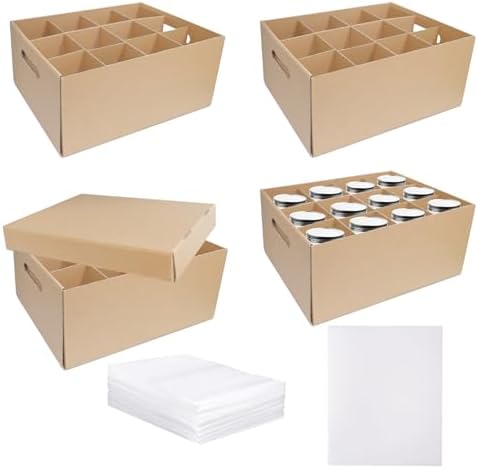 4 Pcs Stackable Mason Jar Storage Box with Handles