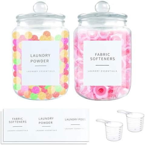 2 Pack Glass Jars for Laundry Room Storage