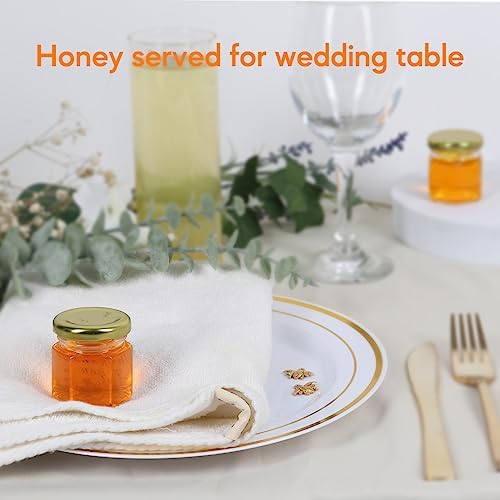 EkkoVla 30-Piece Elegant Glass Honey Jar Set with Gold Lids