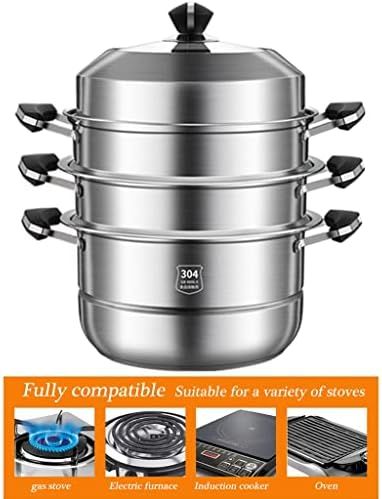 GLJAN 3-Tier Silver Steamer Cooker