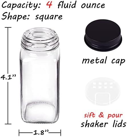 Churboro 4 oz Square Spice Jars with Black Metal Lids 1