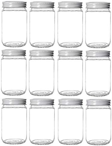 Nakpunar 12PCS 12 oz Mason Jars with White Lids