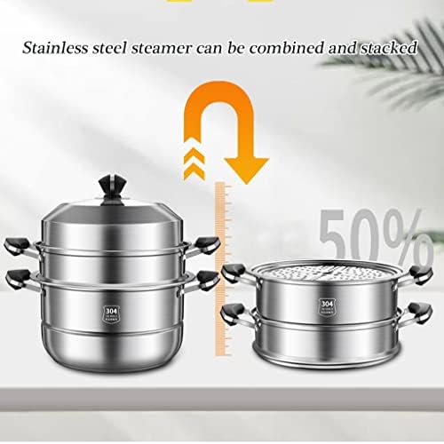 GLJAN 3-Tier Silver Steamer Cooker