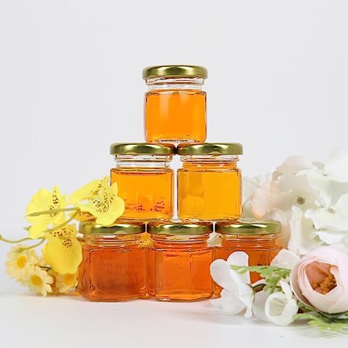 EkkoVla 30-Piece Elegant Glass Honey Jar Set with Gold Lids