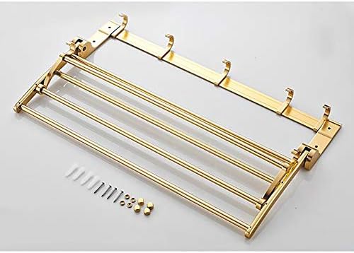 LUCEAE Foldable Towel Rack with Movable Hook 50cm Aluminum Gold