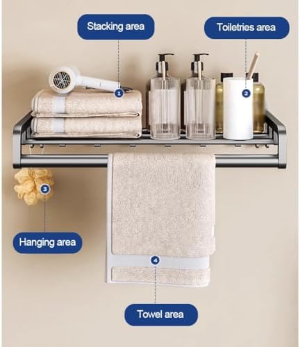 Space-Aluminum Towel Rack Bathroom Towel Bar Holder