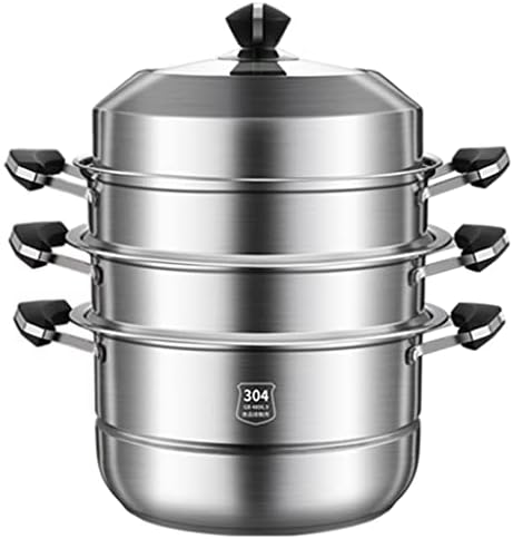GLJAN 3-Tier Silver Steamer Cooker