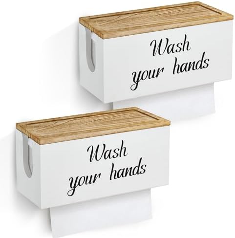 2 Pack Solid Wood Paper Towel Dispenser with Lid