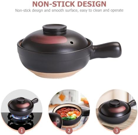 LIFKOME Traditional Clay Stockpot Single-Handle for Casserole Rice Cooking