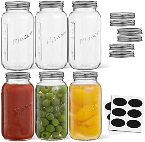 JoyJolt Mason Jars 32 Oz 6-Pack