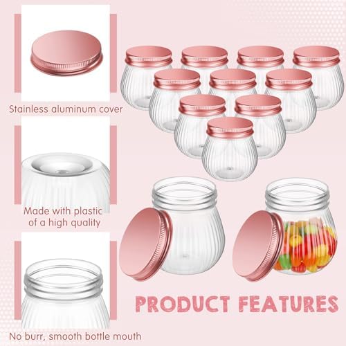 Yungyan 50-Piece 4 oz Rose Gold Mason Jars with Lids