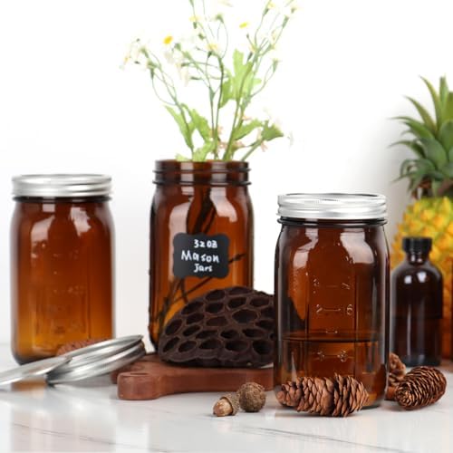 Amber Glass Mason Jars Preserve Canning with UV Protection