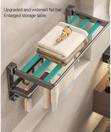 Towel Shelf Rack Wall Mounted Black 60cm