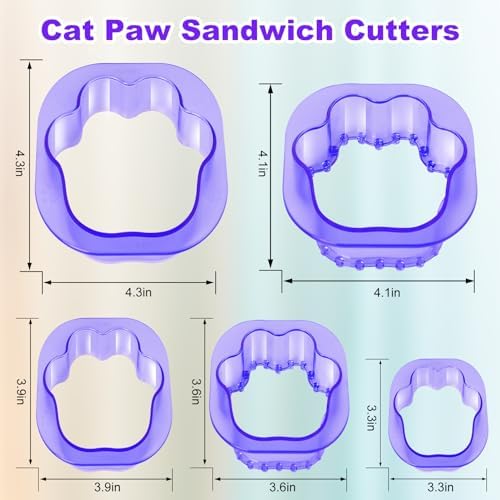 NPET 5-Piece Cat Paw Sandwich Cutters Kids