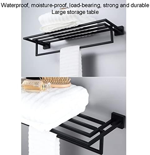 Annbkar Stainless Steel Towel Rack for Bathroom - Wall-Mounted Double Matte Black