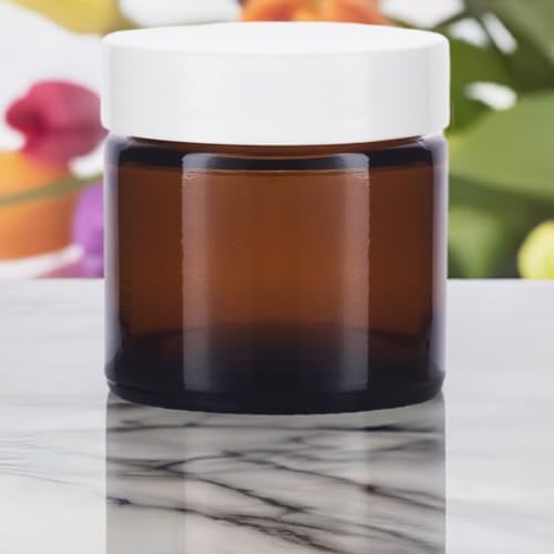 Premium 2 oz Amber Glass Jars with Lined Lids - Aesthetic Functional