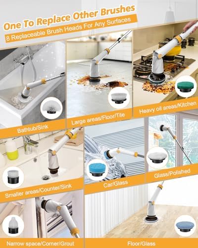 Zordin 4000mAh Cordless Electric Spin Scrubber