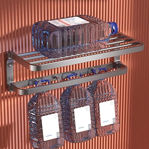 Gray Towel Rack Space Aluminum Wall-Mounted Bathroom Organizer