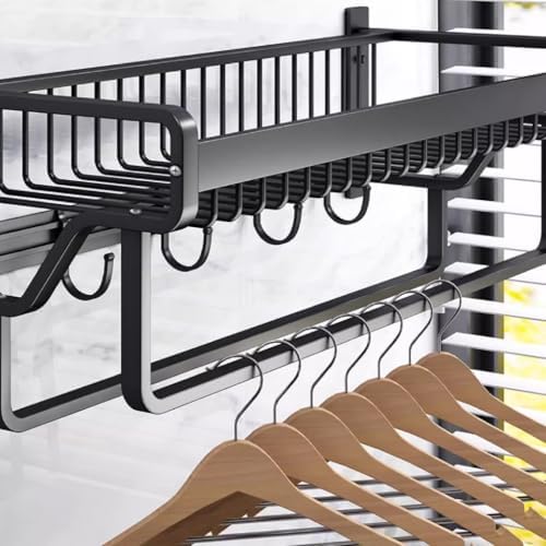 Bathroom Towel Holder Wall-Mounted Aluminum Towel Rack Black Durable Efficient