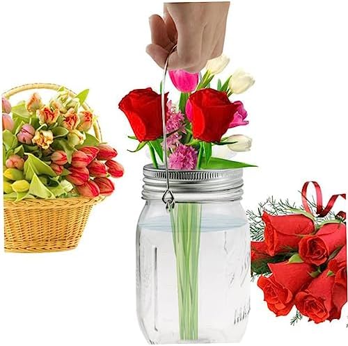 24 Pack Mason Jar Hanging Rack with Tinplate Wire Handles and Lid Rings